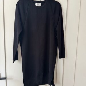 Legoe Heritage Maternity Dress Womens XS Black Lightweight Ribbed Bodycon Midi